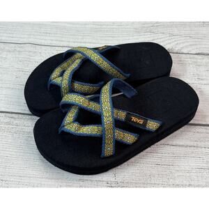 Teva Kids Olowahu Sandal Flower Loom Blue Coral Flip Flops Black Size 11